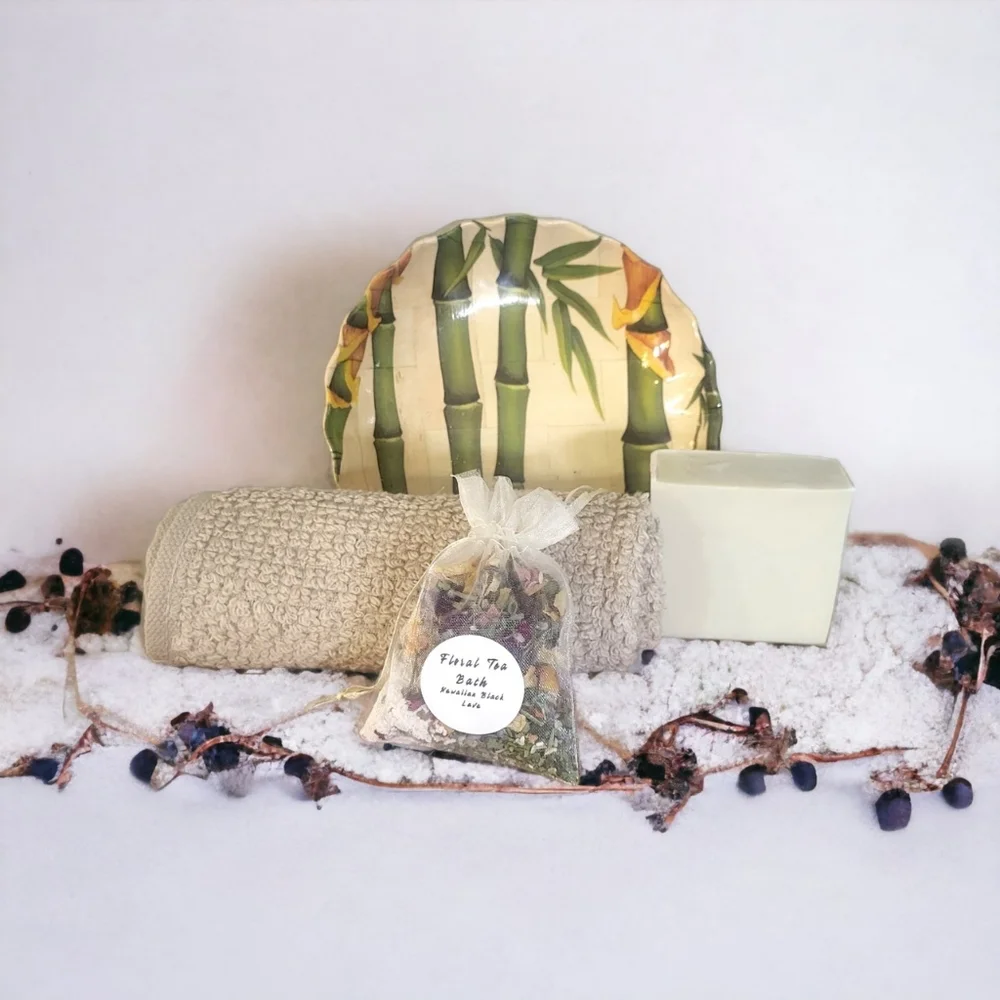 SPA Tray Bamboo Dish Soap Tea Bath Cotton Cloth Decorative Dish…